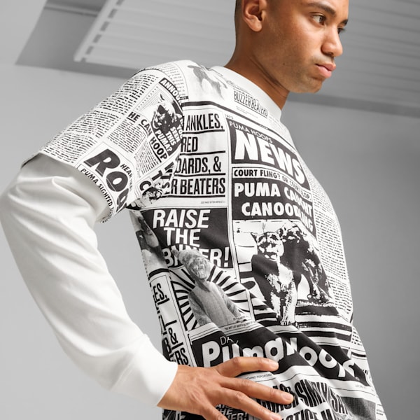 Media Day Long Sleeve Men's Basketball Tee, PUMA Black-PUMA White, extralarge