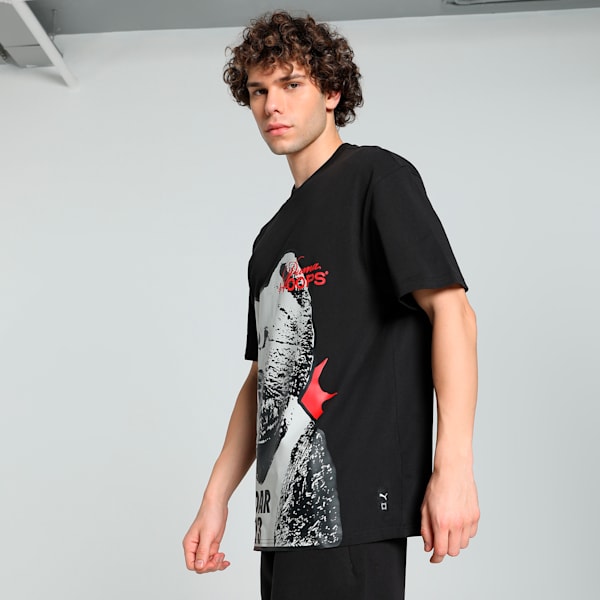 He Can Hoop Men's Oversized Fit Basketball Tee, PUMA Black, extralarge-IND