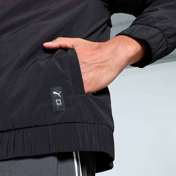 Media Day Men's Relaxed Fit Basketball Jacket, PUMA Black-AOP, extralarge-IND