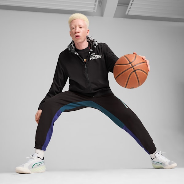 Media Day Men's Basketball Jacket, PUMA Black-AOP, extralarge