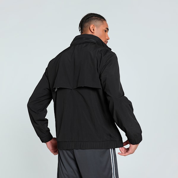 Media Day Men's Relaxed Fit Basketball Jacket, PUMA Black-AOP, extralarge-IND