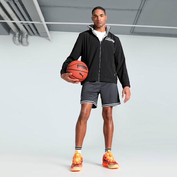 Media Day Men's Relaxed Fit Basketball Jacket, PUMA Black-AOP, extralarge-IND