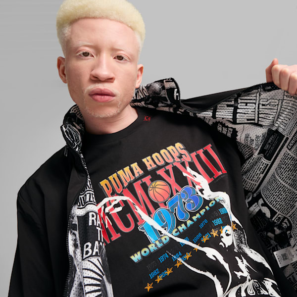 Media Day Men's Basketball Jacket, PUMA Black-AOP, extralarge