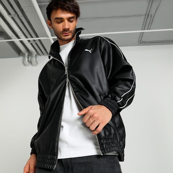 T7 Pleather Men's Track Jacket, PUMA Black, extralarge