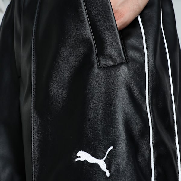 T7 Pleather Oversized Track Pants, PUMA Black, extralarge-IND