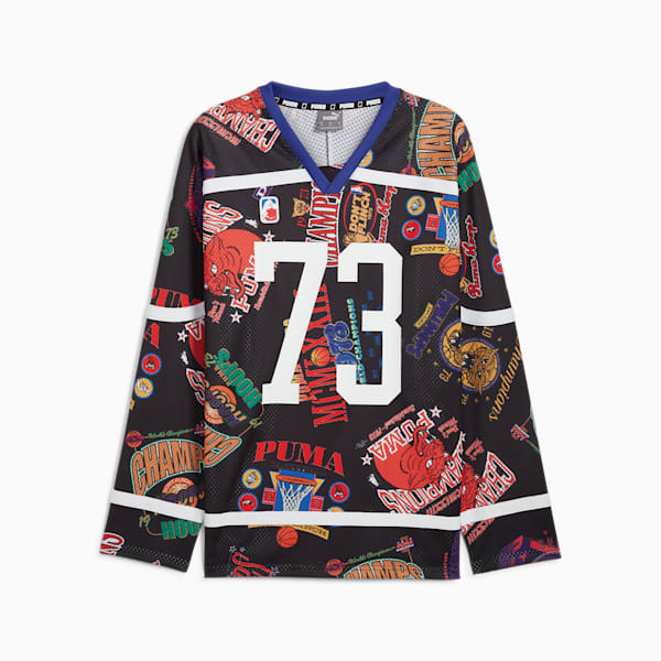 メンズ バスケットボール カルチャー バンドワゴン 長袖 シャツ, PUMA Black-AOP, extralarge-JPN