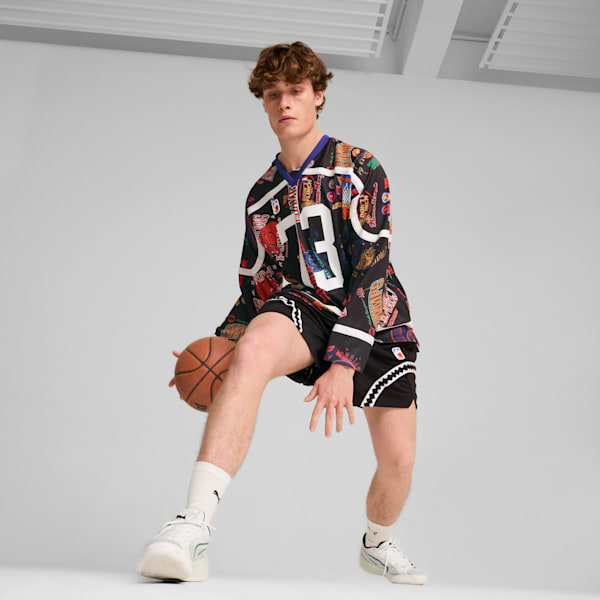 メンズ バスケットボール カルチャー バンドワゴン 長袖 シャツ, PUMA Black-AOP, extralarge-JPN