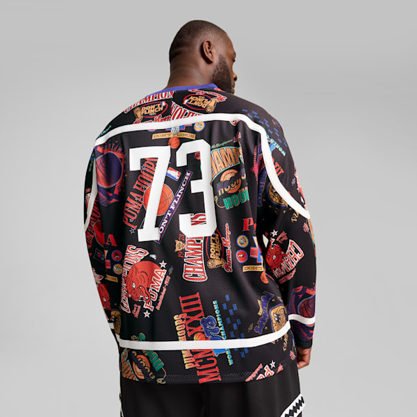 メンズ バスケットボール カルチャー バンドワゴン 長袖 シャツ, PUMA Black-AOP, extralarge-JPN