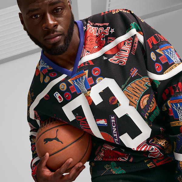 メンズ バスケットボール カルチャー バンドワゴン 長袖 シャツ, PUMA Black-AOP, extralarge-JPN