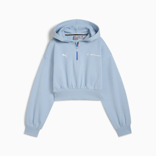 Sudadera con capucha de media cremallera para mujer BMW M Motorsport ESS+, Blue Wash, extralarge