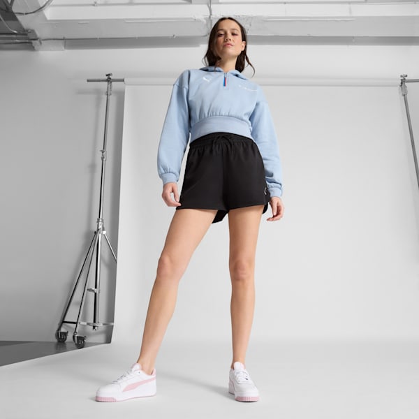 Sudadera con capucha de media cremallera para mujer BMW M Motorsport ESS+, Blue Wash, extralarge