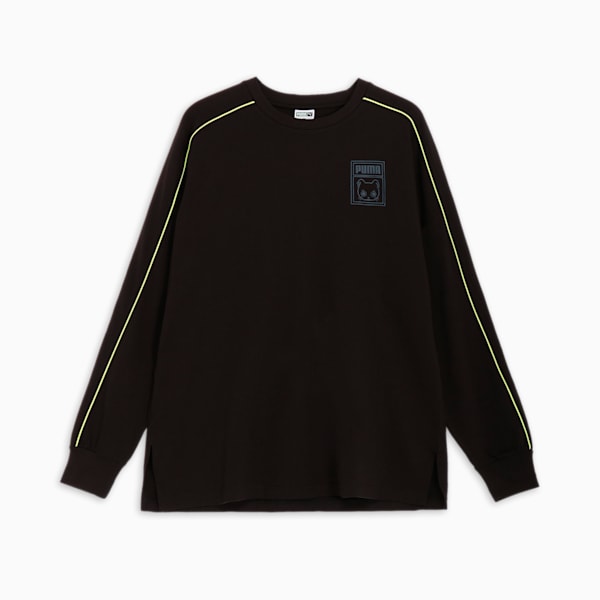 ユニセックス NEKO-san グラフィック オーバーサイズ 長袖 Tシャツ, PUMA Black, extralarge-JPN