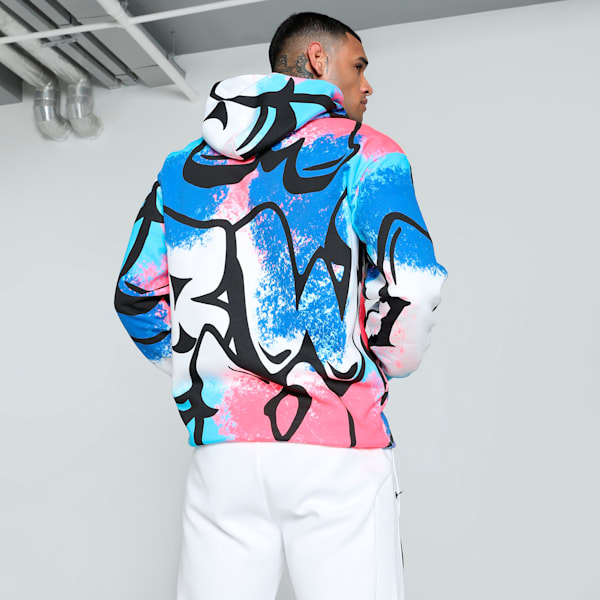 BMW M Motorsport Neon Energy Men's Relaxed Fit Hoodie, PUMA White-AOP, extralarge-IND