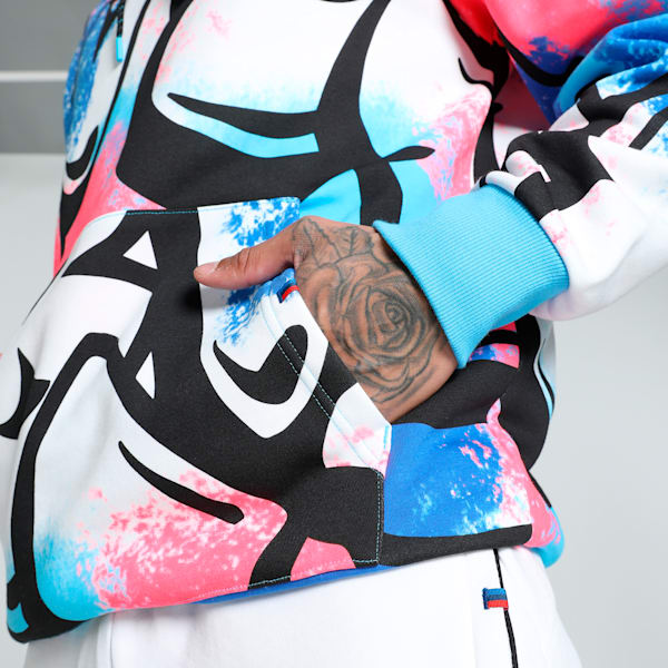 BMW M Motorsport Neon Energy Men's Relaxed Fit Hoodie, PUMA White-AOP, extralarge-IND