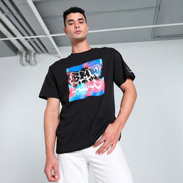 BMW M Motorsport Neon Energy Graphic Men's Relaxed Fit Motorsport Tee, PUMA Black, extralarge-IND