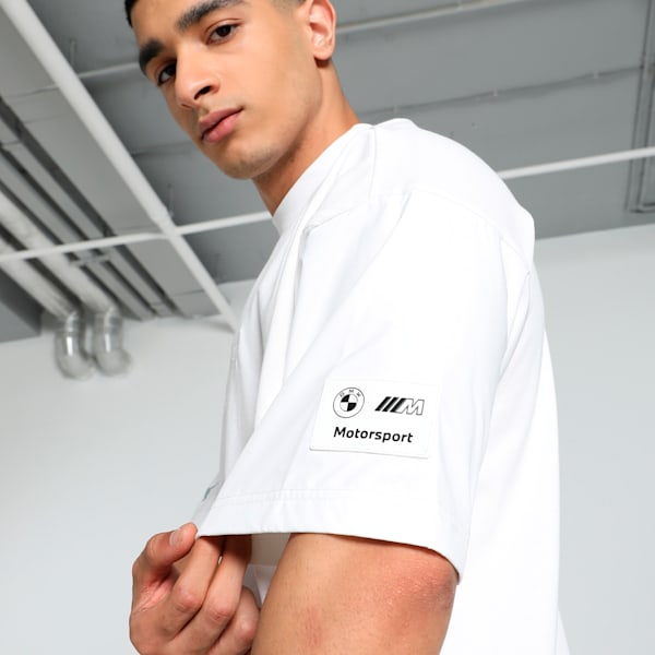 BMW M Motorsport Statement Car Men's Oversized Fit Motorsport Tee, PUMA White, extralarge-IND