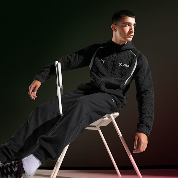 Mercedes-AMG Petronas F1® Men's Hooded Motorsport Sweat Jacket, PUMA Black, extralarge-IND