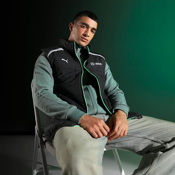 Mercedes-AMG Petronas F1® Men's Motorsport Padded Gilet, PUMA Black, extralarge-IND