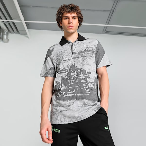 Mercedes-AMG Petronas F1® Jacquard Men's Motorsport Polo, PUMA Black, extralarge-IND