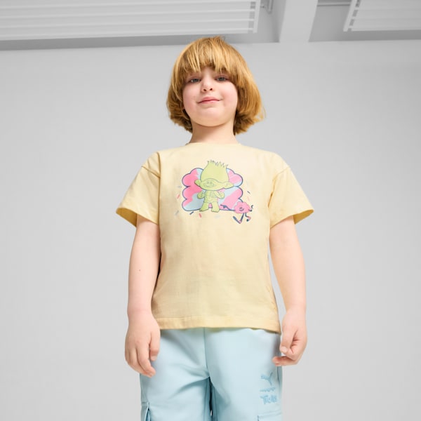 PUMA x TROLLS Little Kids' Graphic Tee, Creamy Vanilla, extralarge