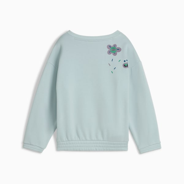 PUMA x TROLLS Little Kids' Graphic Crew Sweat Shirt, Frosted Dew, extralarge