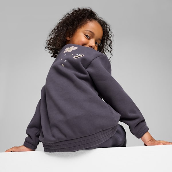 PUMA x TROLLS Kid's Relaxed Fit Graphic Crew Neck Sweatshirt, Galactic Gray, extralarge-IND