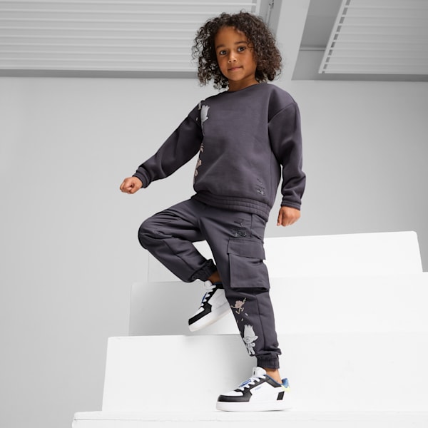 PUMA x TROLLS Kid's Relaxed Fit Graphic Crew Neck Sweatshirt, Galactic Gray, extralarge-IND