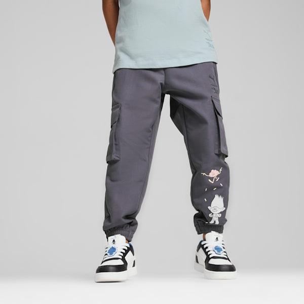 PUMA x TROLLS Kid's Relaxed Fit Cargo Pants, Galactic Gray, extralarge-IND