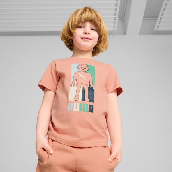 PUMA x PLAYMOBIL® Kid's Tee, Deeva Peach, extralarge-IND