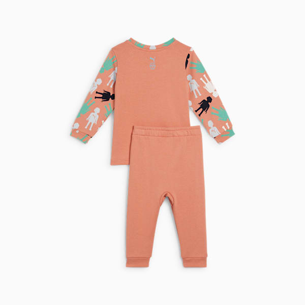 PUMA x PLAYMOBIL® 2-Piece Toddlers' Crew Jogger Set, Deeva Peach, extralarge