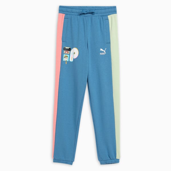 PUMA x PLAYMOBIL® T7 Kid's Pants, Blue Horizon, extralarge-IND