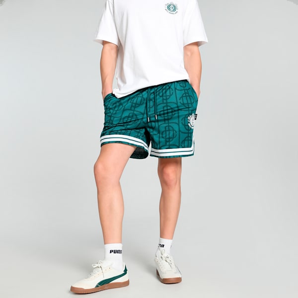 PUMA x PALM TREE CREW All-Over Print Mesh Men's Relaxed Fit Shorts, Cold Green-AOP, extralarge-IND