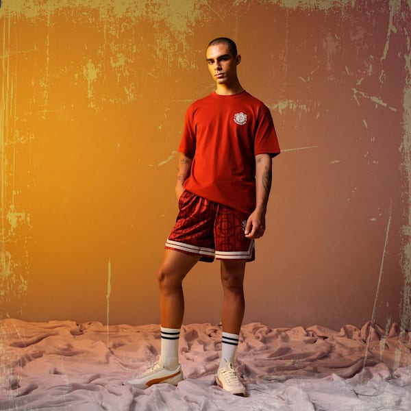 PUMA x PALM TREE CREW All-Over Print Mesh Men's Relaxed Fit Shorts, Mars Red-AOP, extralarge-IND