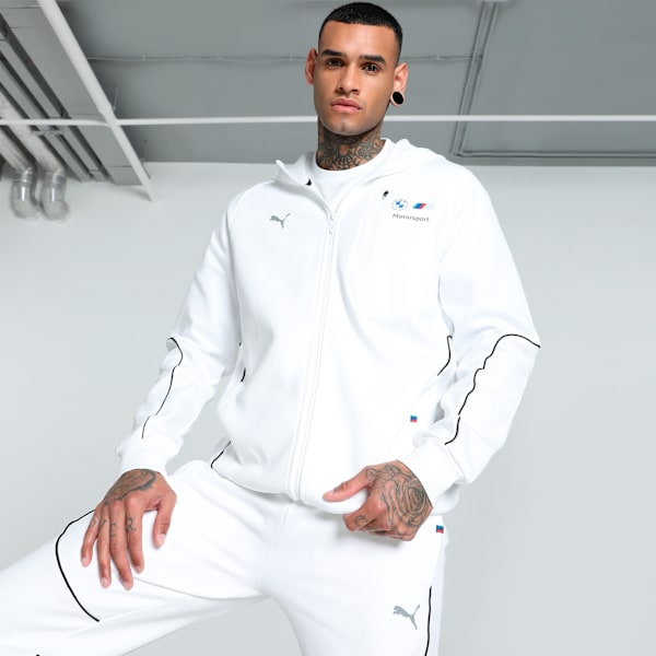 BMW M Motorsport Men's Hooded Sweat Jacket, PUMA White, extralarge-IND