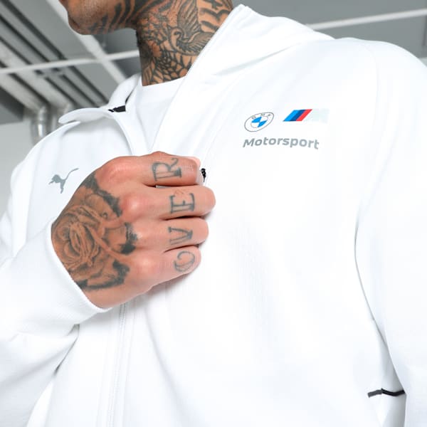 BMW M Motorsport Men's Hooded Sweat Jacket, PUMA White, extralarge-IND