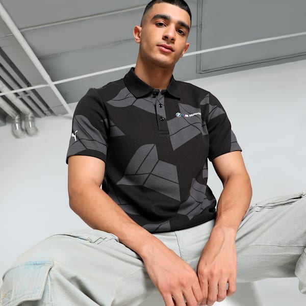 BMW M Motorsport Jacquard Men's Polo, PUMA Black, extralarge-IND