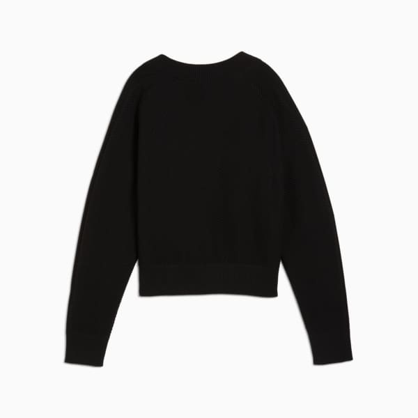 T7 Knitted V-Neck Crew Women, PUMA Black, extralarge