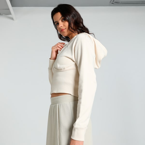DARE TO Cropped Women's Slim Fit Hoodie, Alpine Snow, extralarge-IND