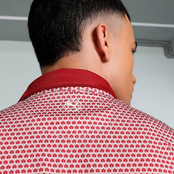 MATTR Century Men's Golf Polo, Intense Red-Silver Sky, extralarge-IND