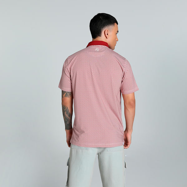 MATTR Century Men's Golf Polo, Intense Red-Silver Sky, extralarge-IND
