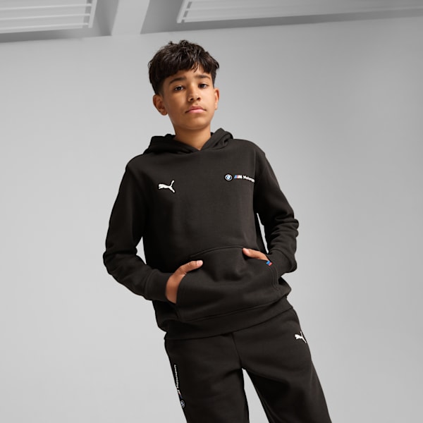 BMW M Motorsport Fleece Youth Relaxed Fit Hoodie, PUMA Black, extralarge-IND