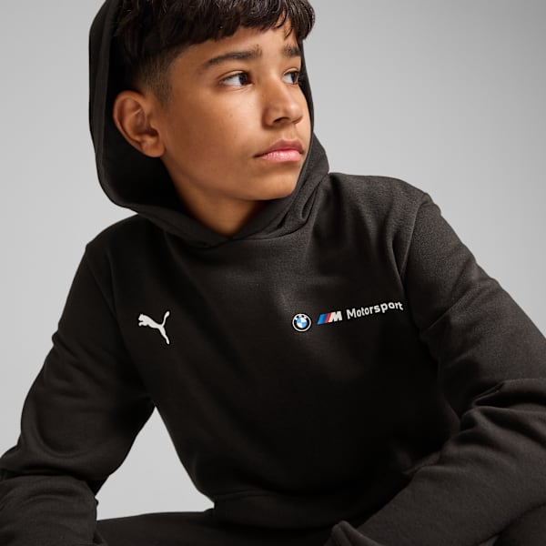 BMW M Motorsport Fleece Youth Relaxed Fit Hoodie, PUMA Black, extralarge-IND