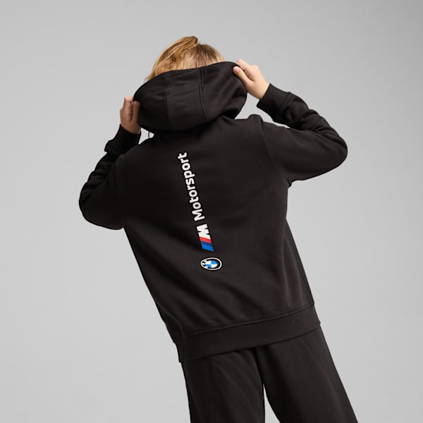 BMW M Motorsport Fleece Youth Relaxed Fit Hoodie, PUMA Black, extralarge-IND