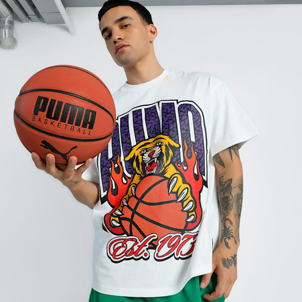 Crowd Craze Men's Oversized Fit Basketball Tee, PUMA White, extralarge-IND