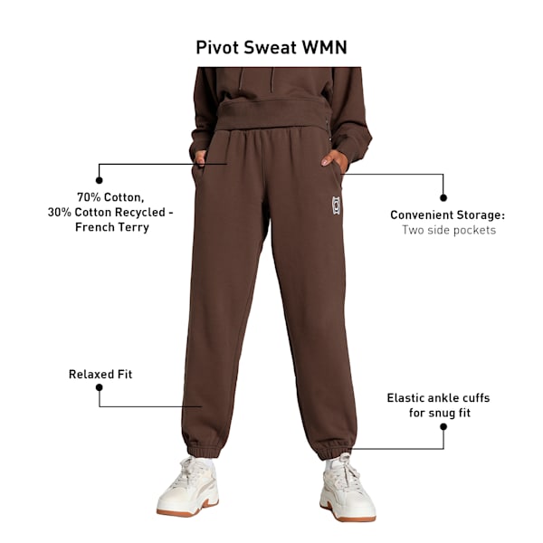 Pivot Basketball Women's Relaxed Fit Sweat Pants, Espresso Brown, extralarge-IND