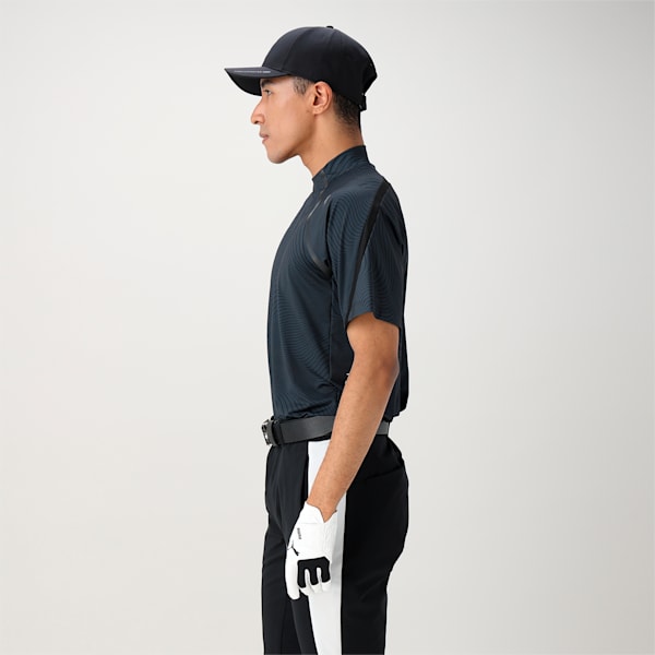 メンズ ゴルフ PF ストレッチスムース テックカット AOP モックネック 半袖 シャツ, PUMA Black, extralarge-JPN