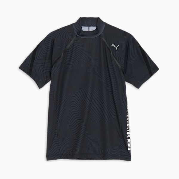 メンズ ゴルフ PF ストレッチスムース テックカット AOP モックネック 半袖 シャツ, PUMA Black, extralarge-JPN