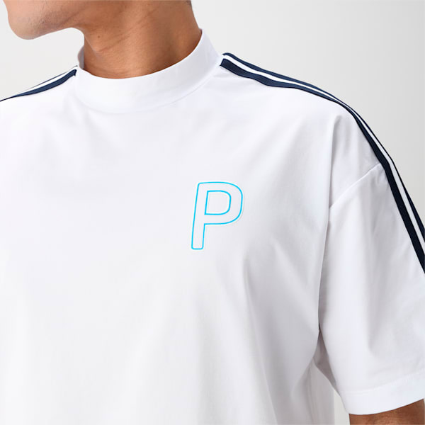 メンズ ゴルフ P ストレッチ テープライン リラックス モックネック 半袖 シャツ, White Glow, extralarge-JPN