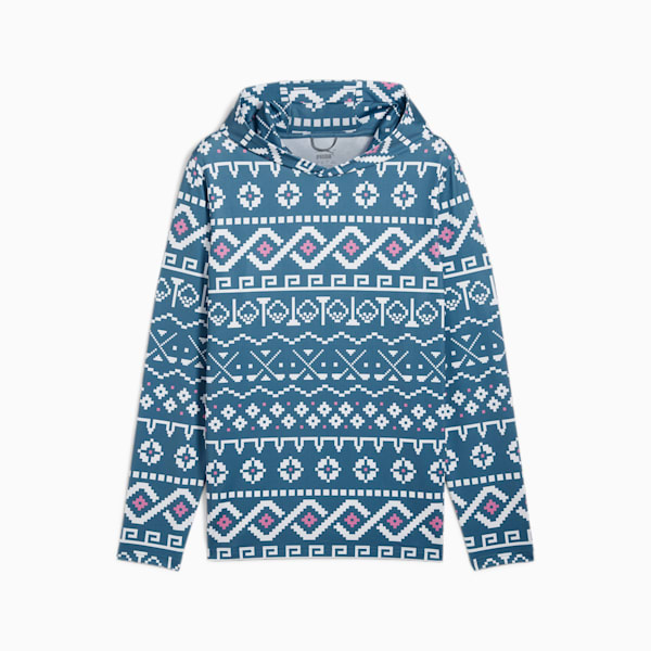 Fair Isle Golf Hoodie Men, Blue Horizon-White Glow, extralarge-GBR