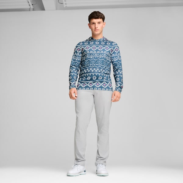 Fair Isle Golf Hoodie Men, Blue Horizon-White Glow, extralarge-GBR